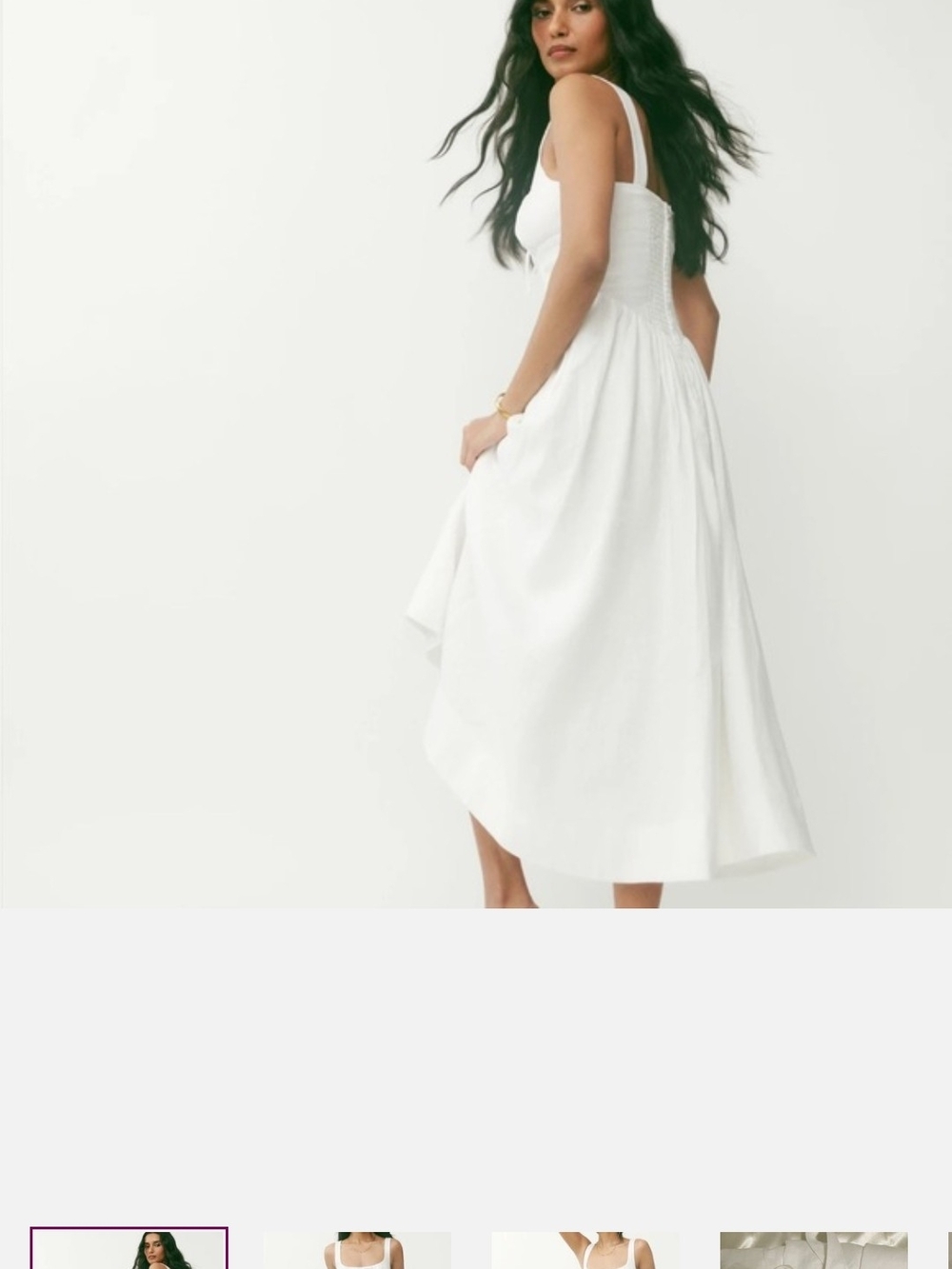 Reformation White Smocked Midi Dress